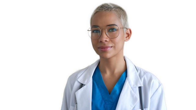 Portrait of a Smiling Human Person on Isolated Transparent Background - PNG Format, Cutout portrait