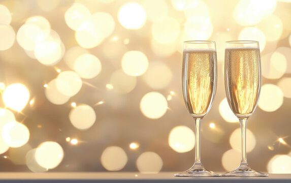 Celebrate happy anniversary with sparkling champagne in elegant glasses, perfect for joyful work gathering or special business event