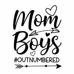 Mom Boys Outnumbered: Cute Mom Life SVG Design with Arrows and Hearts