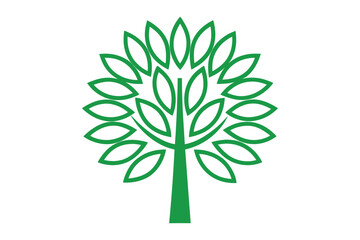 Green Leaf Tree Illustration: A simple yet elegant illustration of a green leafy tree, symbolizing growth, nature and the environment.