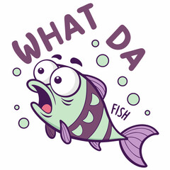 Surprised Cartoon Fish Character Saying 