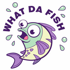Surprised Cartoon Fish Character Saying 