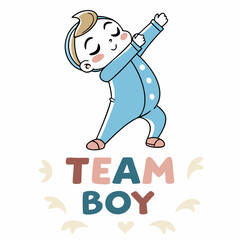 Adorable Dabbing Baby Boy in Blue Onesie, Team Boy Announcement