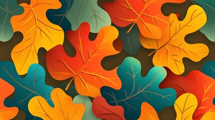 Autumn Oak Leaves Seamless Pattern. (22)