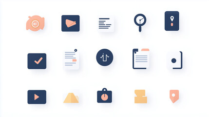 Minimalist Business Icons on White Background, Representing Modern Simplicity and Professional Clarity