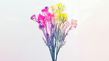 A colorful bouquet of flowers is displayed on a white background