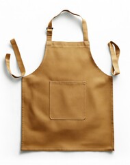 Clean Tan Apron with Pocket Isolated on White for Cooking Baking