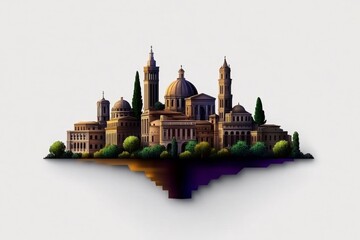 Obraz premium A flat-design Arles skyline, emphasizing its historic architecture with bold, clean lines