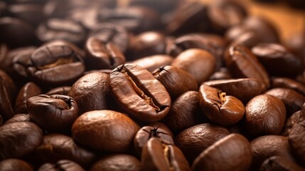 Close-up of brown coffee beans