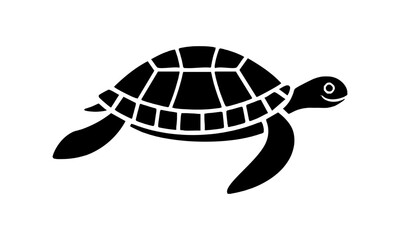 Black Silhouette of a Turtle Swimming Underwater