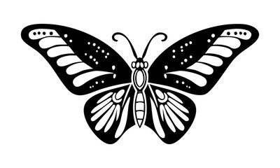 Black Silhouette of a Butterfly with Intricate Wings