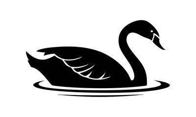 Elegant Black Swan Silhouette on Water 