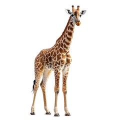 Naklejka premium Young Giraffe Portrait, White Background