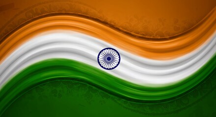 Artistic Indian Flag Background with Flowing Vibrant Colors