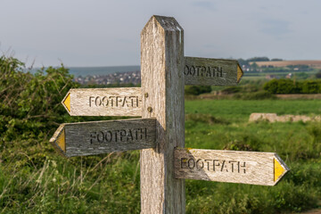 All Roads lead to Rome - a footpath-sign near Newhaven, East Sussex, England, UK