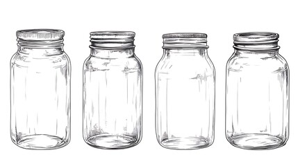 Four Glass Jars Illustration