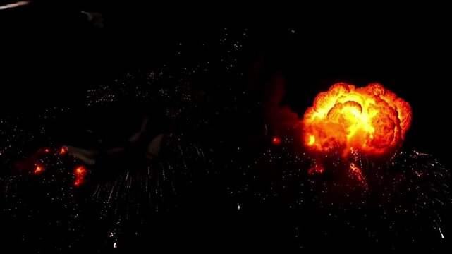 Realistic Cinematic Explosion Effect | Fiery Blast with Smoke, Sparks, and Debris | VFX Element