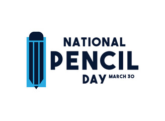 National Pencil Day. March 30. Flat design vector.