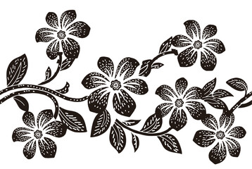 Very beautiful floral motif in black, white and gold.
