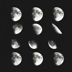 Obraz premium moon in the night sky with black background