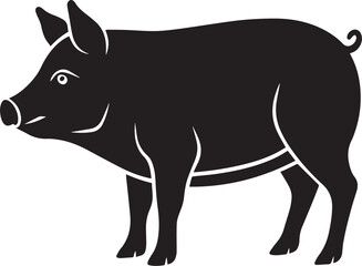 Fototapeta premium Silhouette vector illustration of a wild boar or pig isolated on a white background