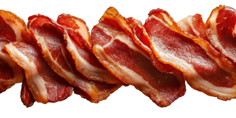 Sizzling Strips of Savory Bacon Arranged Artfully in a Mouthwatering Display for Breakfast Lovers and Food Enthusiasts Generative AI