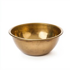 Brass Mixing Bowl on White Background