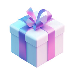 Obraz premium Pastel Gift Box 3D Render of a Square Present with Iridescent Bow