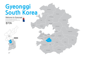 2.Gyeonggi-do, map, map of Korea, map of Korea, Seoul, Korea, city, map,