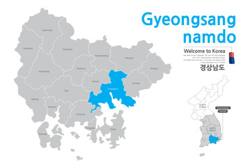 7.Gyeongsangnam-do, map of Gyeongsangnam-do, map of Korea, map of Korea, Korea, city, map,