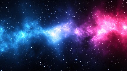 Cosmic nebula with blue and pink hues.