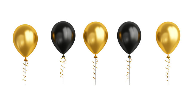 set of golden and black festival bloons png