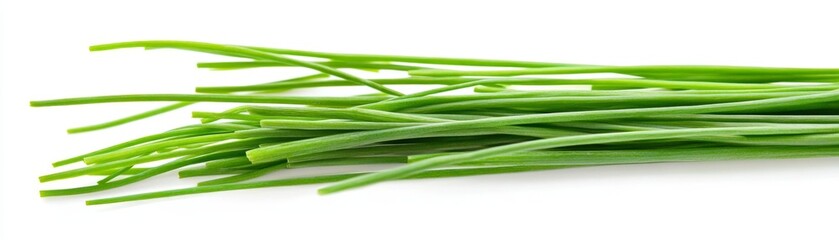 Fresh Green Chives Isolated on White Background for Culinary Use
