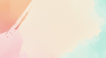Fototapeta premium Abstract watercolor background with peach pink and light blue pastel colors