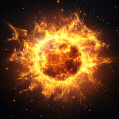 fiery explosion with a fire