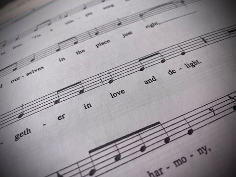 sheet music notes with sweet lyrics about love