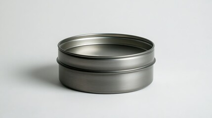 Metal Container on Gray Background