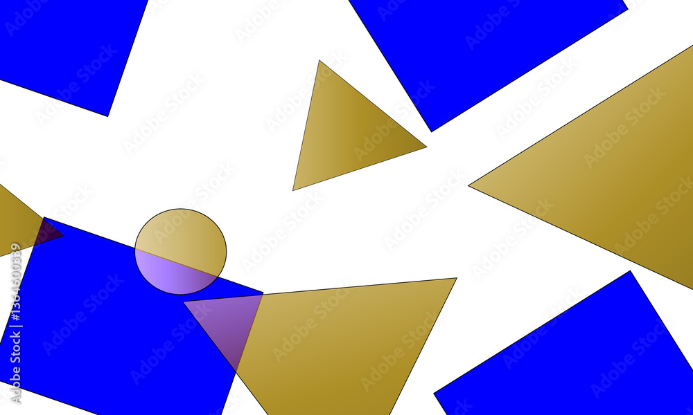 Fototapete abstract geometric shapes including triangles and circles arranged in an artistic pattern on a trans