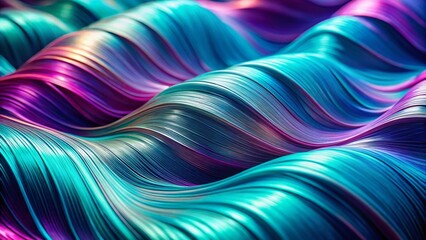 Obraz premium Abstract Wave Band Surface Macro Photography: Vibrant Teal and Purple Hues