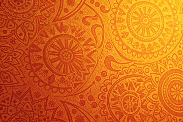 Elegant orange ornamental background with embossed patterns 