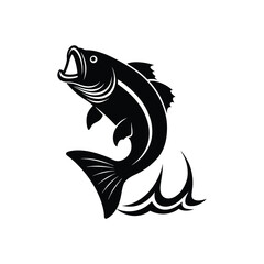 Black and white fish vector illustration with tribal design and aquatic theme