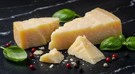 Queso parmesano curado con albahaca y pimienta