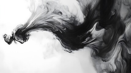 Fototapeta premium Black Ink Swirl with Abstract Art.