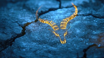 Capricorn symbol engraved on textured rock - astrological design for zodiac inspiration