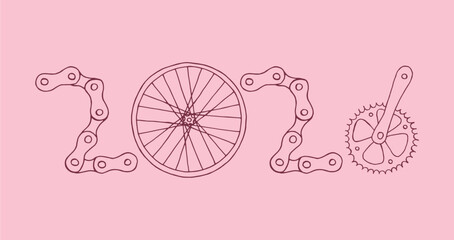 Bicycle Happy New Year 2026 pink background
