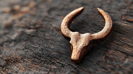Fototapeta premium Metallic bronze taurus symbol on textured surface for astrological design
