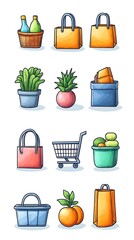 Grocery Shopping Illustrations