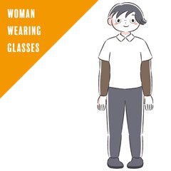 眼鏡をかけた女性のイラスト