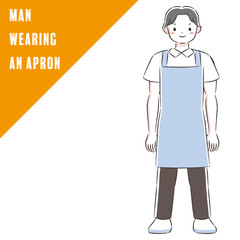 エプロンを付けた笑顔の男性の手描きイラスト