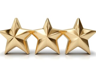 Three Gold Stars on White Background